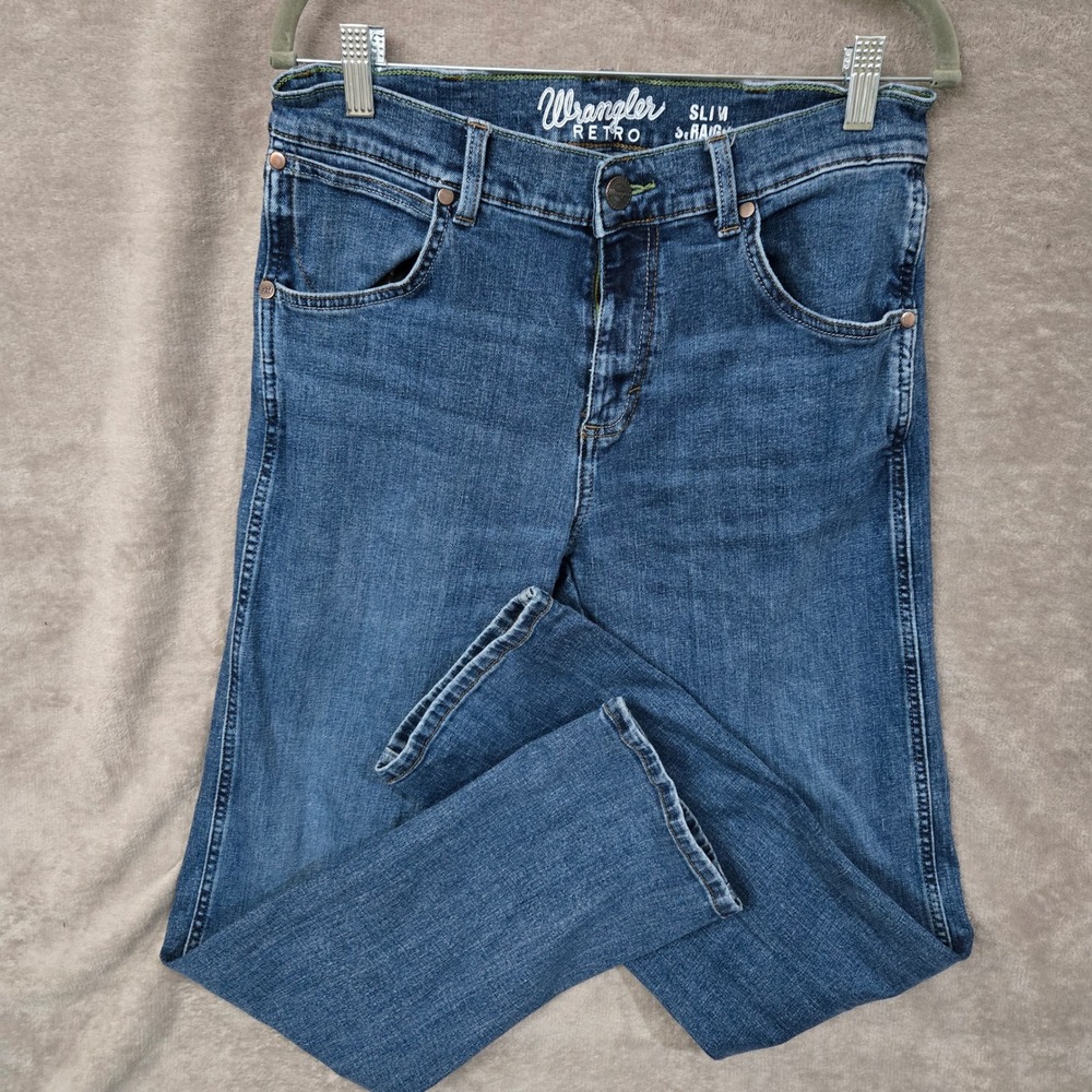 Wrangler Retro Slim Boot Cut Jeans Mens 32x32 Blue Stretch Western Cowboy Chore